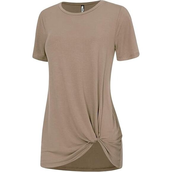 Women's Casual Shirts Twist Knot Tunics Tops Brown XL - Picture 5 of 5